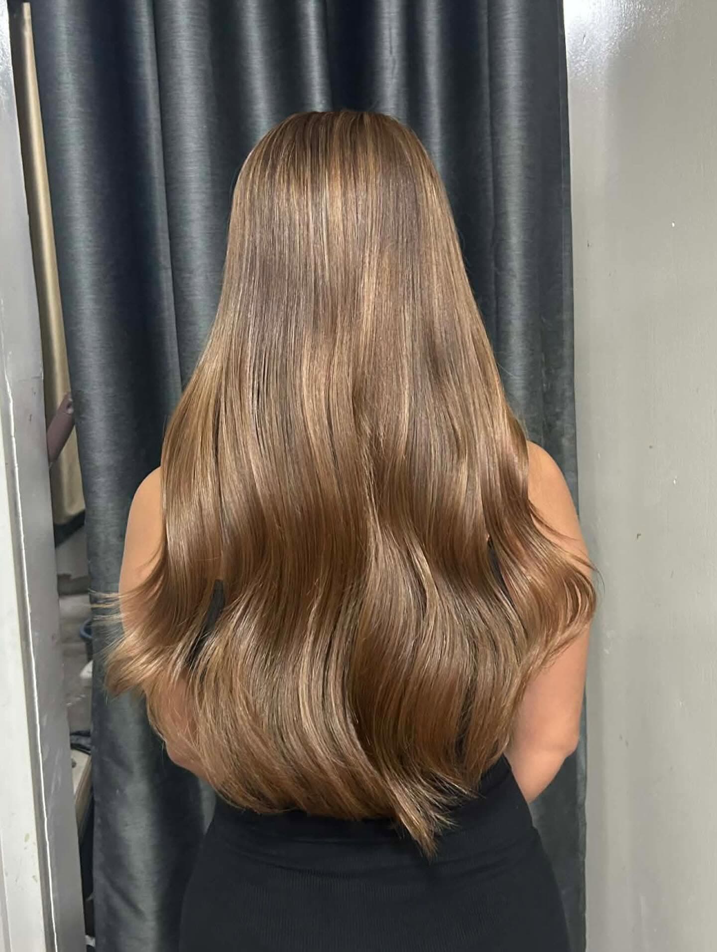 Glossy warm-brown hair