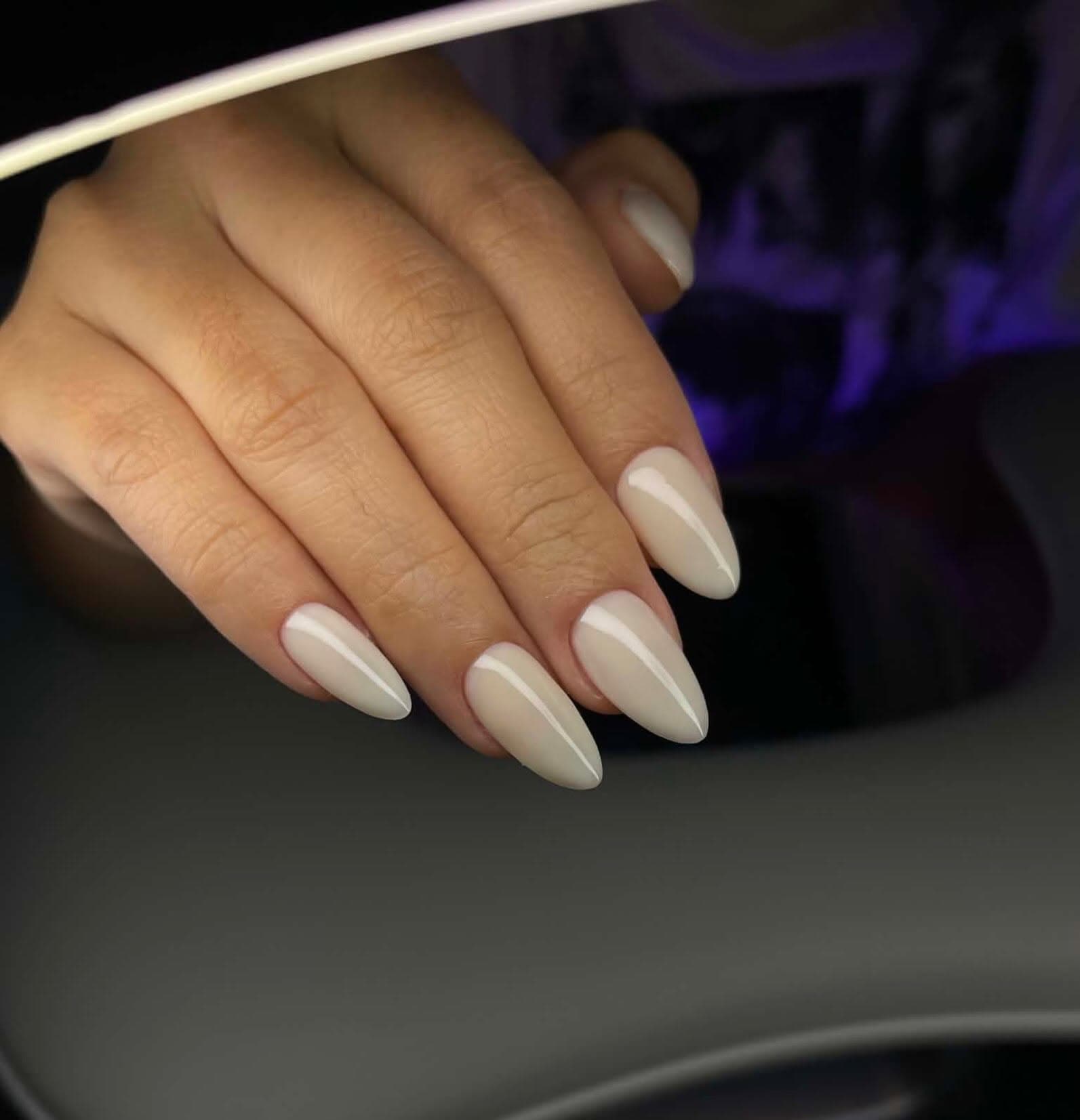 Classic white almond nails
